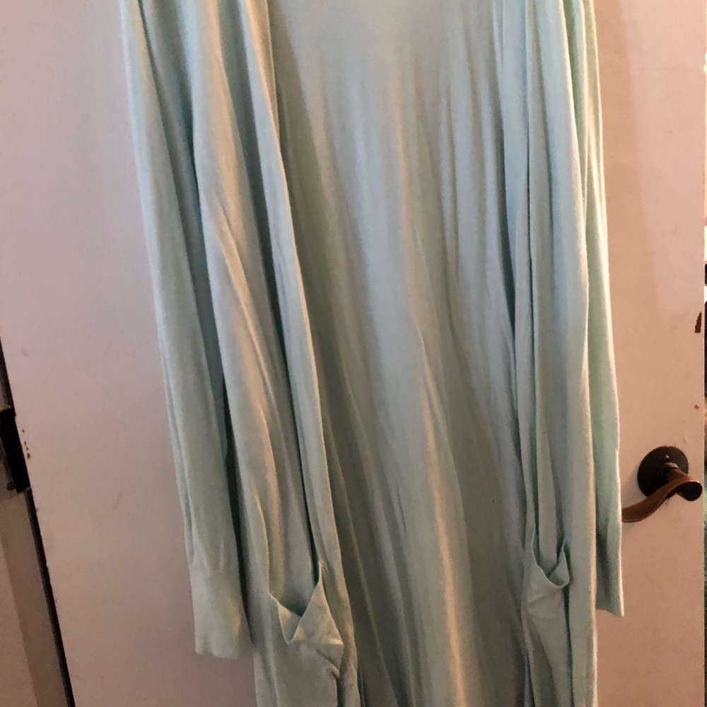 Long mint green cardigan